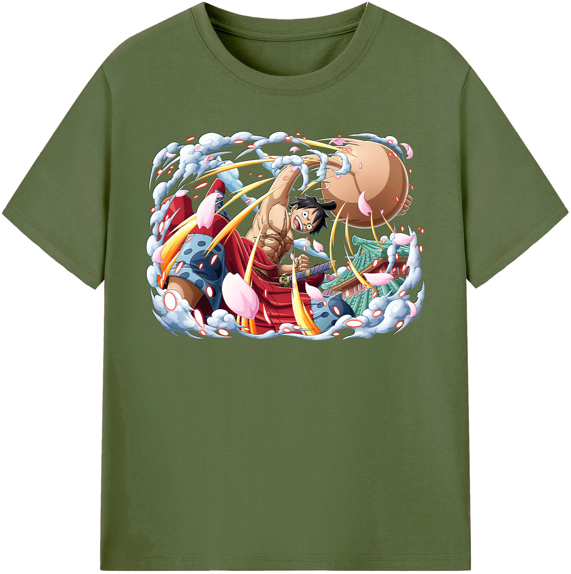 ワンピース モンキー・D・ルフィ ONE PIECE Monkey D. Luffy 綿100％半袖Tシャツ（フロントプリント）